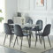 HomJoy Esstisch mit 6 Stühlen Essgruppen Essgruppe Set Tisch und Stühle Rechteckiger Esstisch Küchentisch Stuhl aus Samt für Wohnzimmer Esszimmer Wohnzimmer Büro (6, grau)