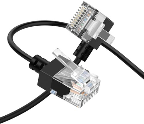 Thzzhnno Cat6A Ethernet Kabel 90 Grad links Gewinkelt 1M, Cat6 RJ45 Ethernet Patch LAN kabel bis zu Hochgeschwindigkeit 10Gbit/s, 550 MHz, für PC, Router, Drucker