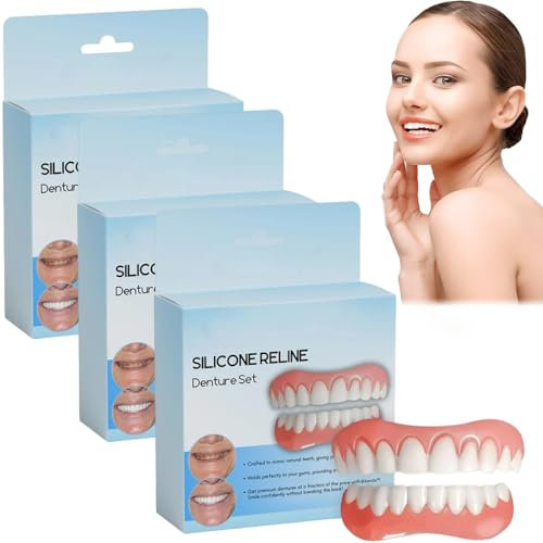 Bikenda Silicone Reline Denture Set,Bikenda Denture Set,Denture Silicone Reline Kit,Tooth Repair Kit,Soft Denture Reline Kit,Veneers Snap in Teeth Teeth Comfort Fit for Men and Women ﻿ ﻿ ﻿ (3pcs)