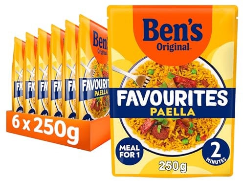 Bens Original Favourites Paella Chorizo and Vegetable ready in 2 minutes Microwave Rice Meal serves 1 multipack 6x 250g