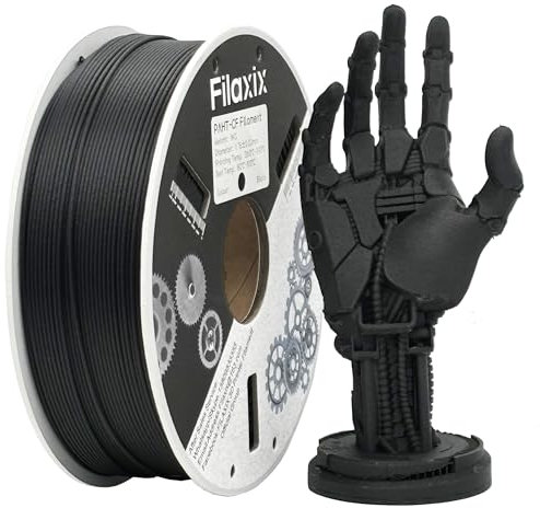 PAHT-CF 3D-Druckerfilament, PA-Nylon verstärkt mit Kohlefaser für außergewöhnliche Festigkeit und thermische Stabilität, kompatibel mit Bambu LAB und anderen 3D-Druckern, 1 kg, Schwarz