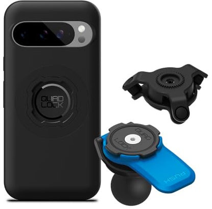 Quad Lock Support Téléphone pour Motocyclette avec Adaptateur Boule 1 pour RAM Mounts et Amortisseur de Vibrations avec Coque MAG pour Pixel 9/9 Pro