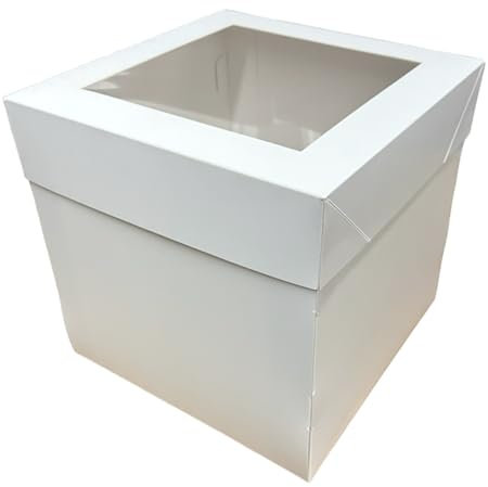 LARRYROO Pack of 5 x Tall Cake Box Extra Deep with Clear Display Window, Ideal for High Celebration, Wedding, Birthday Cakes (12)