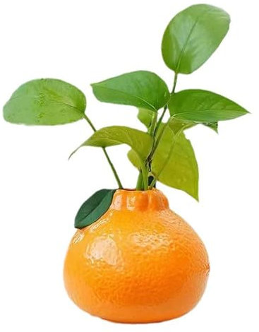 Handgefertigte kleine Keramik-Vase Orange, für Hydrokulturpflanzen, einzigartiger Akzent für Zuhause/Schlafzimmer/Büro