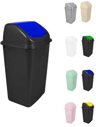 Jardin202 - Cubo de Basura con Tapadera Basculante - 30/50 Litros - Ideal para Hogar y Oficina | 30 L (Azul - Negro)
