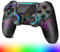 Wireless Controller for PS-4, Crack Design with RGB Light, 1000mAh Battery, 3.5mm Audio Jack, Gamepad Joystick with Dual Vibration/6-Axis Gyro Sensor/Touch Panel, Controller for PS-4/Pro/Slim/PC