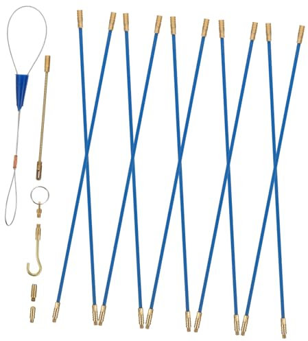 OSALADI Fiberglass Wire Fishing Tools Cable Puller Kit 4mm x 33cm 10pcs Set Electrical Fish Tape for Wall Wire Running and Cable Pulling