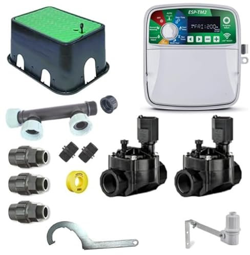 Suinga Confezione di irrigazione automatica 2 zone di irrigazione elettrica | irrigazione automatica per giardino | Timer di irrigazione elettrico | Include programmatore ed elettrovalvole