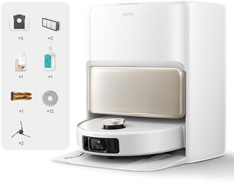 Robot Aspirateur Laveur MOVA V50 Ultra Complete -Puissance 24 000 Pa - Lavage Thermique des sols avec systeme DuoSolution