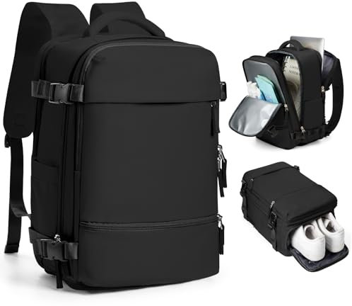 SZLX Mochila Viaje Cabina Avion 40x20x25 Mujer Ryanair Equipaje de mano 40x20x25 Ryanair Bolsa de Viaje Maletas de Viaje Cabina Avion Mochila Ordenador Portatil 14 Pulgadas Hombre 20L,Negro
