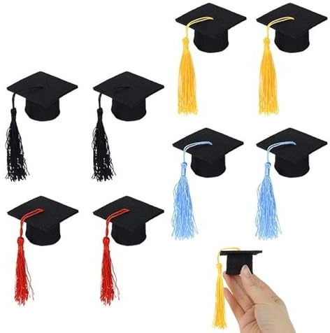 8 Stück Weinflasche Deko Doktorhut Form mit Quasten,Bachelor Hut,Abschluss Deko,Kleiner Graduation Hat,Mini Hut Karneval,promotion Geschenk für Abschlussfeiern,Abschlussfeier Esstisch,Jubiläumsfeiern