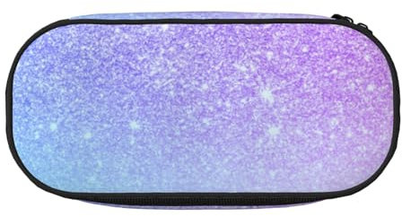 HDTVTV Lila Pink Glitzer Ombre Blau Farbverlauf Bleistiftbeutel Stiftetui Tragbare Bleistifttasche Mit Reißverschluss Kosmetiktasche Tasche