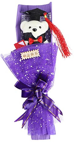 IMIKEYA 1 Stück Strauß pummeluff Kuscheltier et Kuscheltier zum schulabschluss ziernieten Geschenkeidee Abschlussdekorationen Abschluss für sie Abschlussbouquet Plastik Violett