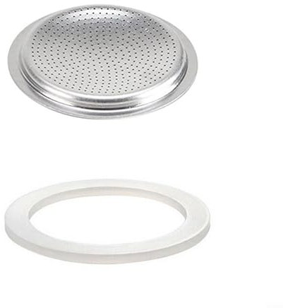 MoSundi Joints d'étanchéité de rechange en silicone avec filtre pour cafetière expresso à moka, plusieurs tailles disponibles pour cafetière de cuisinière de 1/2/3/6/9/12 tasses (6 tasses + tamis )