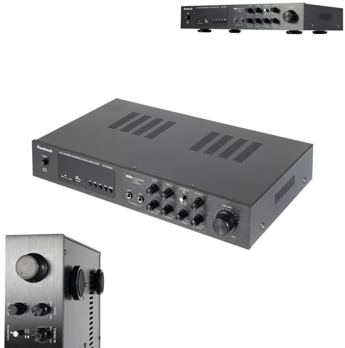 HiFi-Verstärker 600W Max Bluetooth 5.0 mit LED-Display | 2-Kanal Stereo Leistungsverstärker, USB/SD/RCA/MIC-Eingang, Fernbedienung für Heimkino/Karaoke (42.7x28x6.6cm)