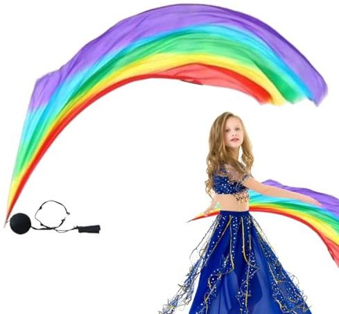 Belly Dance Veil Seide - Tanzseide Schleier | Belly Dance Seide Schal Schleier Poi Streamer, Eleganter Bauch -Tanz -Poi -Streamer, Schrittweise Farben Seidenschleier Für Flow Arts, Anbetung Und Tanzpr