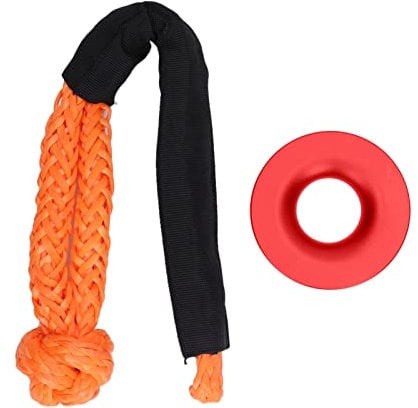 Tyenaza Recovery Ring Winch Rope Set, Aluminum Alloy Nylon Rope Soft Shackle Recovery Ring Kit for Vehicle Rescue