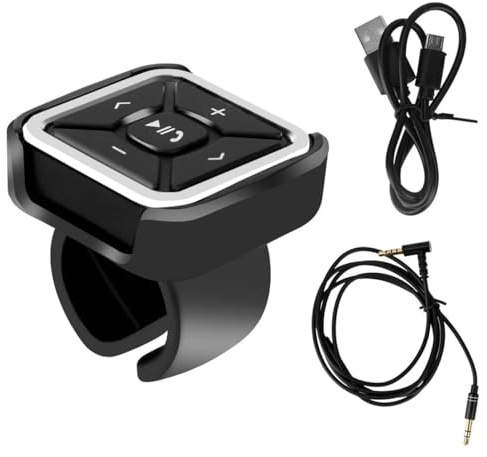 Telecomando Bluetooth per pulsanti al volante – impermeabile IPX4 | Controller per telefono – controllo di chiamate e musica – per auto, bici e moto – compatibile con smartphone Android e iOS