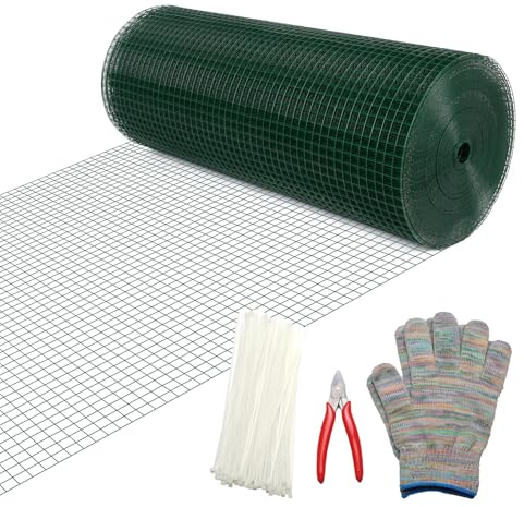 Vorlaxen Hardware Cloth 1/2inx24x100ft,Chicken Wire Fencing,Welded Wire Mesh, Vinyl PVC Coated Mesh,Coop Garden Plant for Rabbit,Snake,Rodent,Foxes,Raccoons Poultry Netting Cage Farm Protection