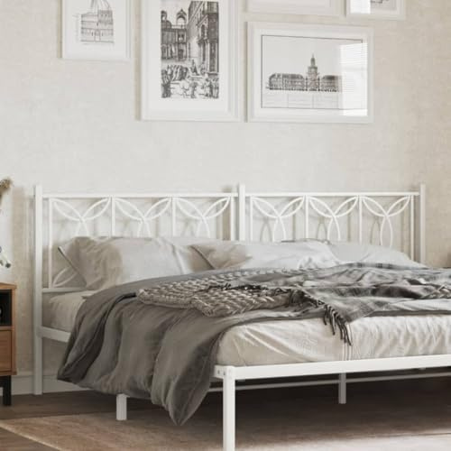 QJBSAVVA Kopfteil Bett Weiß aus Stahl Modernes Design 206x90cm Robustes Bettkopfteil für 200cm Matratzenbreite Einfacher Aufbau für Schlafzimmer Boho und Scandi Stil