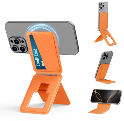 Bettdow Magnetic Tripod Stand for iPhone 17/16/15/14/13/12 Series Compatible with MagSafe, Portable Phone Tripod Stand for Self-Vlogging, Surfing, Macro Photography, Video Calls, Orange