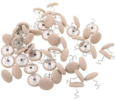 Garneck Fabric Covered Bed Skirt Pins Upholstery Tacks 50pcs Metal Spiral Sofa Cushion Fastener Pins for Bed Skirts Armrest Covers Furniture Nails in Beige for Home Bedding Accessories