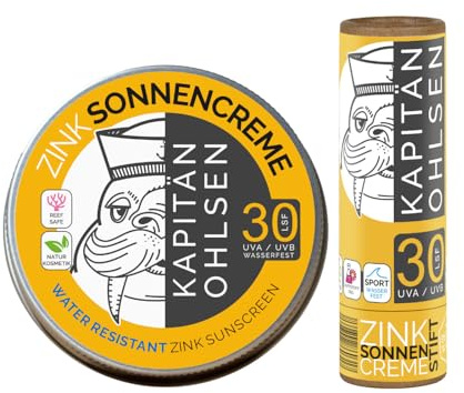 KAPITÄN OHLSEN Protection Pack LSF 30 | Zink Sonnencreme + Zink Sonnenstift | Mineralischer Sonnenschutz | Wasserfest und Riffsicher | Plastikfrei