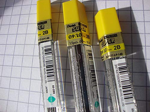 45 PENTEL Super Mechanical Pencil Refill Leads 0.9mm 2B