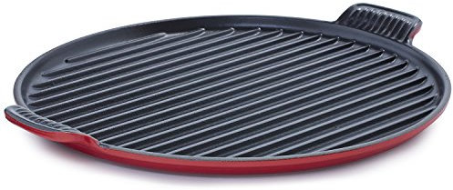 Le Creuset, Gril Géant en Fonte Émaillée, Rond, Ø 32 cm, Compatible avec Toutes Sources de Chaleur (Induction Incluse), Cerise