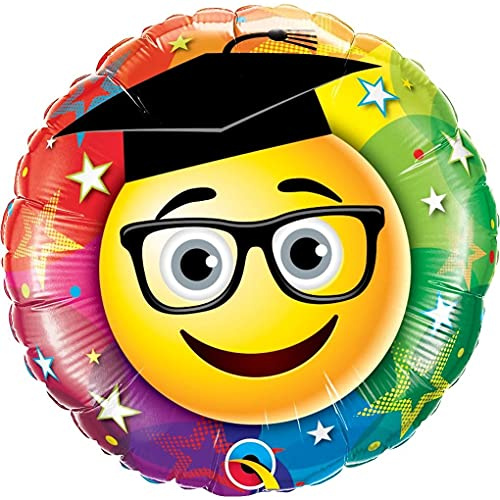 Qualatex 47407 Folienballon, rund, Smiley-Graduate, 45,7 cm