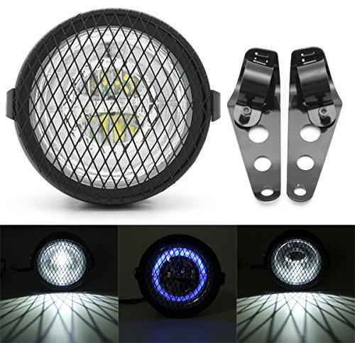 Alamor 6,5 Zoll Retro Motorrad Led Front Scheinwerfer Grill Mit Halterung Halterung Cafe Racer