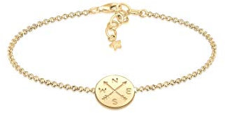 Elli Armband Damen Kompass Wanderlust Talisman in 925 Sterling Silber vergoldet