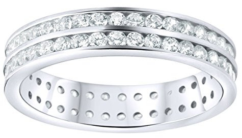 Sterling 925er Silber Pave Ring - Double Lines Eternity - 10