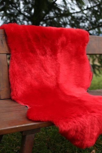 RGRGH Anto Echter Dalbum Schaffell-Teppich mit extra dicker Wolle, 105 x 75 cm, 40 x 29 cm, Naturfarbe Rot