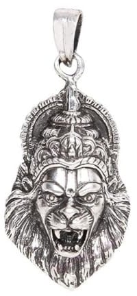 Om Pooja Shop Lord Narasimha Medaillon aus reinem Silber, 40 mm