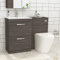 1300mm Modern Grey Elm Bathroom 2 Drawers Minimalist Vanity Unit Basin Sink & Rimless Cesar Pan + Toilet Furniture Set