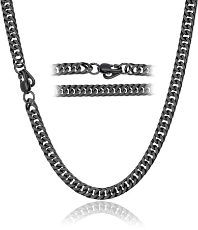 ChainsHouse 3/5/7/10/13mm Chaîne Cubaine en Acier Inoxydable, Cadeau Homme | Collier Homme Finition Polie, Longueur de 46cm à 76cm, Cadeau Anniversaire Fête des Pères Noël Saint‑Valentin Mariage