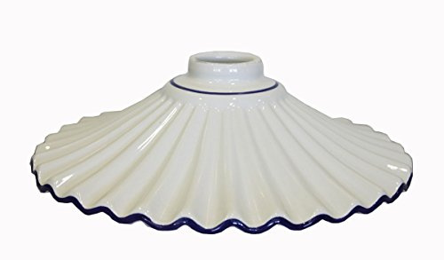 Keyhome Store – Ersatz-Lampenschirm aus Keramik mit blauem Rand für klassische rustikale Landhaus-Pendelleuchte, 30 cm, 100 % Made in Italy