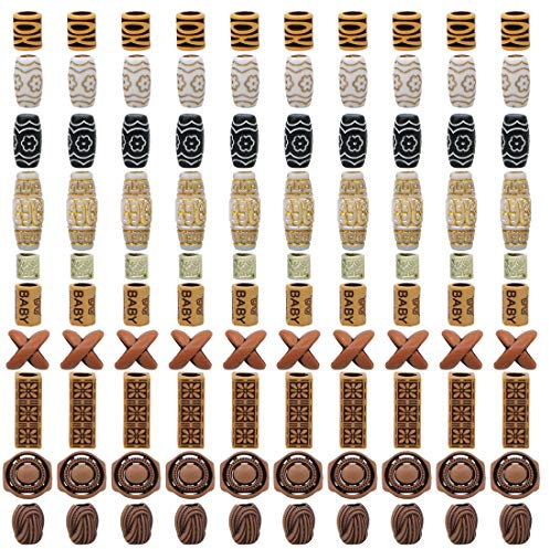 100 Stück Kunststoff Dreadlocks Perlen Bart Haar Perlen Halskette Bart für DIY Armband Anhänger Bart Haar Anhänger Halskette Schmuck