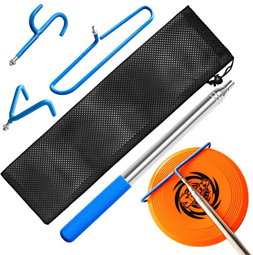VOOADA 3 in 1 Disc Golf Retriever, multifunktionaler Teleskop Disc Golf Grabber verlängert sich auf 16ft mit einfach zu tragender Tasche, langlebige Edelstahl Disc Golf Ausrüstung mit Premium Zubehör