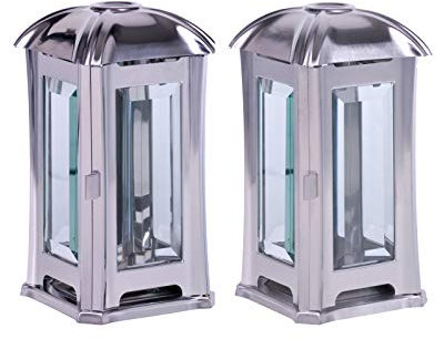 Henecka -Grabschmuck- Edelstahl Grablampe -Lavander-; glänzend oder matt; einzeln oder als Set wählbar; inklusive Friedhofsbürste; mit oder ohne Sockel (Grablampe Oberfläche matt)