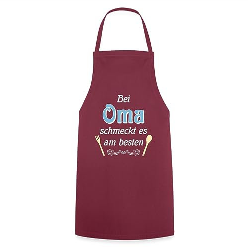Spreadshirt Bei Oma Schmeckt Es Am Besten Spruch Kochschürze, One Size, Bordeaux
