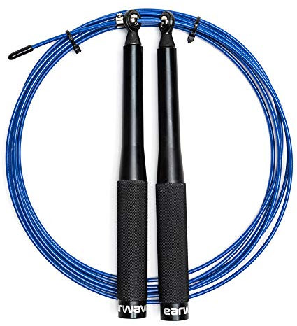 Earwaves® MOMENTUM™ Jump Rope + Cable Extra I Comba de Aluminio Anodizado con Rodamientos Omnidireccionales I Cross Training Double Unders I Alta Velocidad Grip Seguro I Saltos Dobles