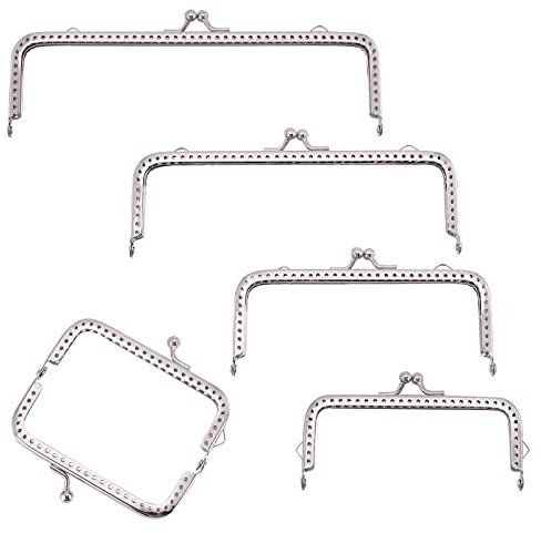 PH PandaHall 5pcs 5 tailles poignées cadre sac cadre porte monnaie fermoir de poignée Cadre de porte-monnaie Fermoir de sac à main en métal rectangulaire pour poignée à coudre