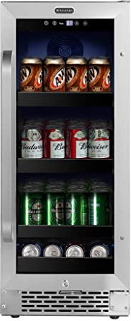 Whynter BBR-838SB Built-in Under Counter 15 inch Beverage Refrigerator and Cooler Fridge with Glass, Lock, Reversible Door, Digital Control and Carbon Filter, 3.0 cu. ft, Stainless Steel, 112 Capacity
