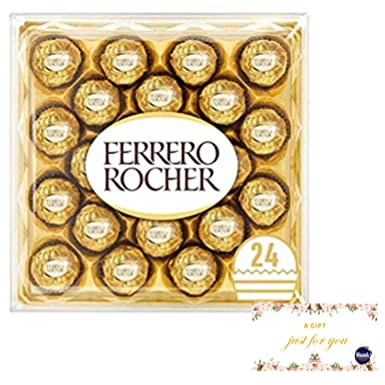 Ferrero Rocher Geschenkbox Schokolade 24 Stück 300g mit einem Dankesaufkleber - Geschenk für Geburtstag, Weihnachten, Valentinstag und Muttertag