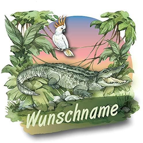 Samunshi® Krokodil Wandtattoo Türschild mit Name personalisierbar Kinderzimmer Türaufkleber Baby Wandaufkleber 20 x 20cm Krokodil