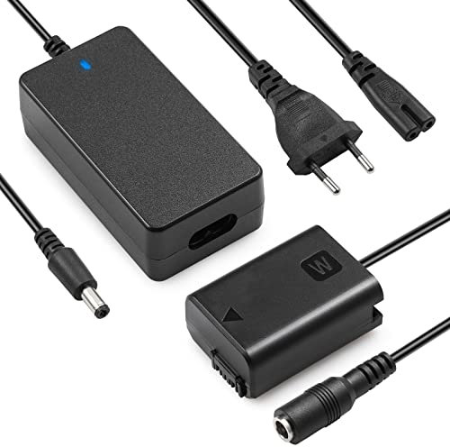ENEGON AC-PW20 Power Supply NP-FW50 Dummy Akku Kit for Sony Alpha ZV-E10 A7 A7R A7S A7II A7RII A7SII A6500 A6400 A6300 A6100 A6000 A5100 A5000 RX100 II II III IV IV NNEX-3 NEX-5 NEX-7