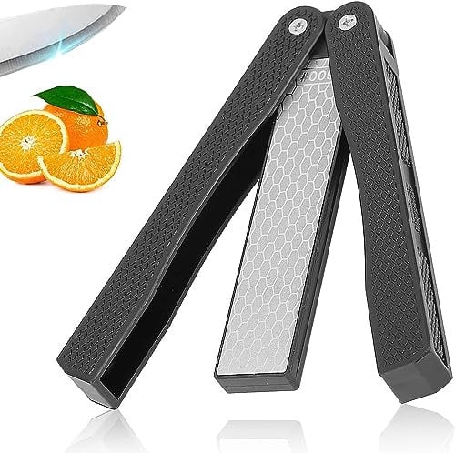 Portable Diamond Sharpening Stone Double Sided Folding Pocket Knife Sharpener for Outdoor Camping Kitchen Home Garden Use Compact Handheld Sharpener with Durable Diamond Whetstone