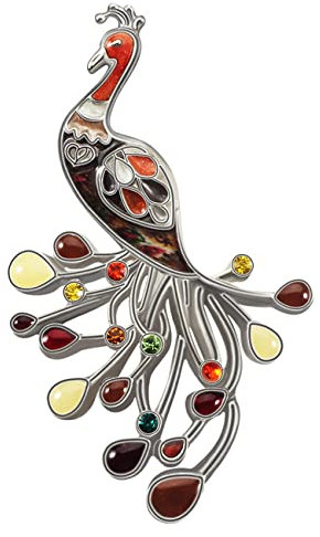 DOWAY Broche en émail motif paon en forme de paon pour femme, Émail, Grès